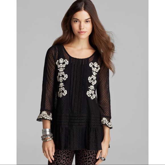 Free People Tops - 🔥 LAST CHANCE Free People Embroidered Mesh Top